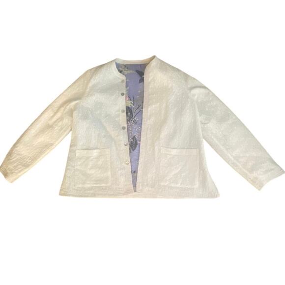 Reversible Quilted Floral Jacket Lavender & White Eyelet,Button Front, Unbranded - Picture 3 of 7